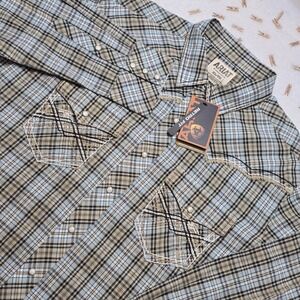 Ariat Retro Fit Plaid Pearl Snap‎ Shirt Mens XL Long Sleeve Embroidery Pockets